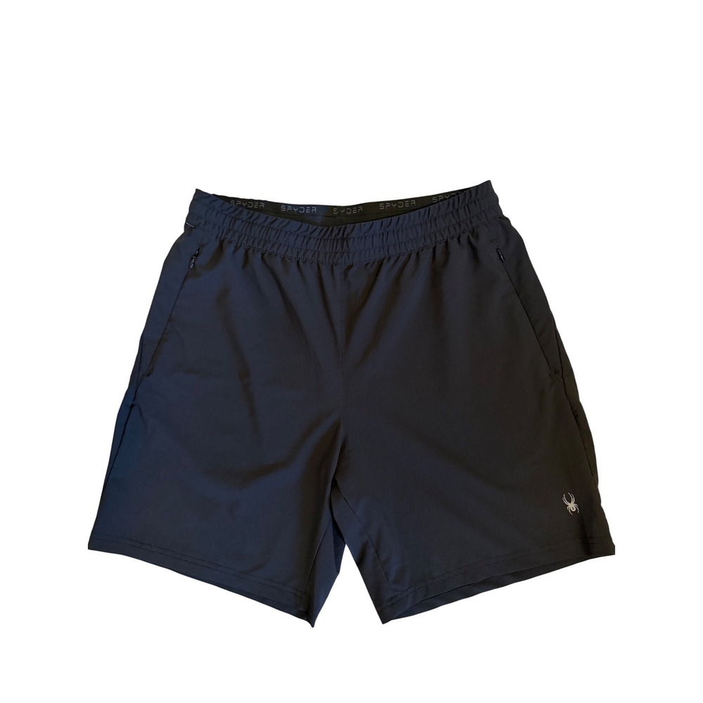 Spyder Active Mens Black Athletic Training Shorts Zipper Pockets Size Medium